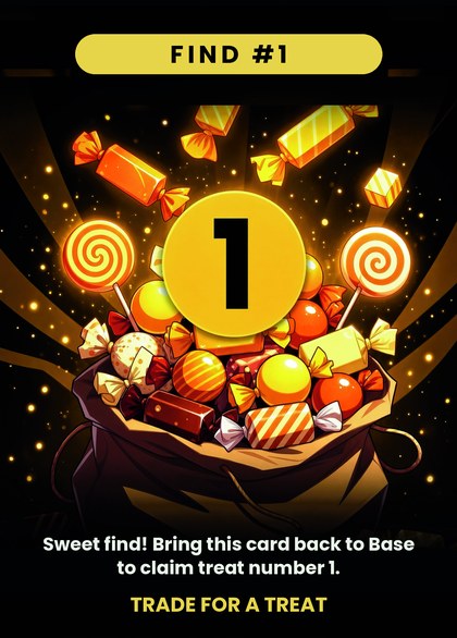 A Find card: bring it back and swap it for the treat with the matching number.